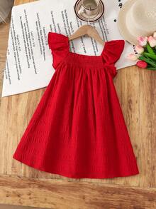 Emery Rose Kids Emery Rose Kids Gaun Mini Lengan Pendek Merah untuk Anak Perempuan, Anak-anak - Merah - View 6