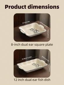 Cirelle Fuente de horno de porcelana con estampado floral vintage - Vajilla de cerámica para hornear y servir, menaje de cocina elegante - Multicolor - Ver 3