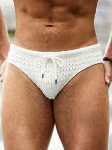 Horizaway 男士纯色抽绳腰镂空休闲百搭三角裤 - 白色 - 查看 1