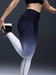 Powerista 渐变印花高腰无缝打底裤 - 黑色 - 查看 1