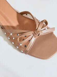 SHUZIA Women's Fashion Comfortable Bow Tie Mesh Flat Sandals