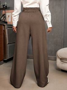EMERY ROSE 女士通勤高腰阔腿裤 - 駝色 - 查看 2