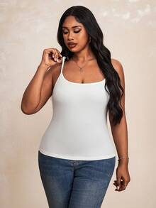Truni Plus Size Women's 3pcs Tight Casual Tank Tops(Spaghetti Strap), Basics, For Pear And Triangle Body Shape, For Summer - Multicolor - View 8