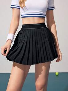 Velisys 2pcs/Set Casual Versatile High Elastic Waistband Slim Fit Pleated Yoga Sports Skirt Shorts - Multicolor - View 5