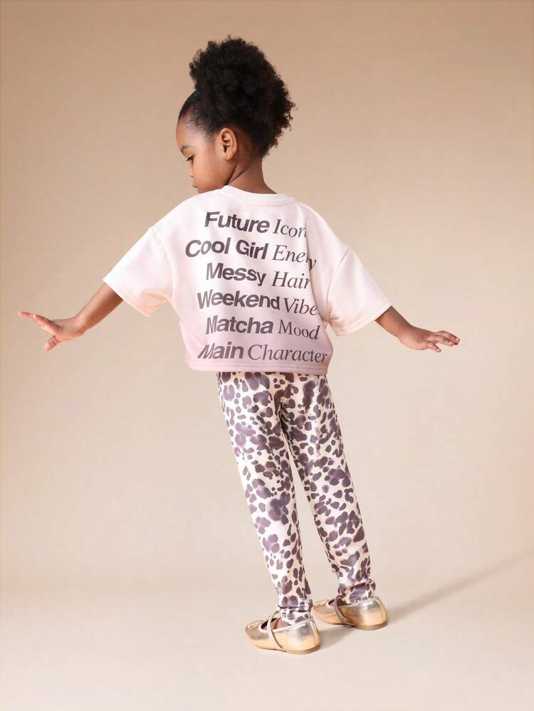Oversized T-Shirt With Leopard Print Leggings Set
