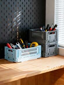 Joivida 1个彩色塑料可折叠收纳篮，非常适合收纳和日常使用，易于组装，可用于厨房、浴室、办公室、客厅、教室、宿舍等场所。 - 彩色 - 查看 8