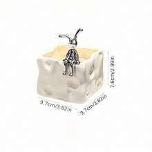 Joivida 1个可爱牙刷架，奶酪造型方形陶瓷收纳盒，台面化妆刷和剃须刀收纳架，多功能牙刷牙膏收纳架，浴室配件，家居装饰，家居家具 - 彩色 - 查看 17