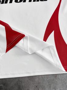 Camisa polo masculina AXEPEAK casual e moderna de manga curta com cores contrastantes. - Vermelho e branco - Ver 5