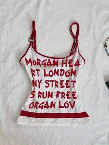 Rina Fox Women's Fashionable Printed Camisole Top, Summer - Red - View 1