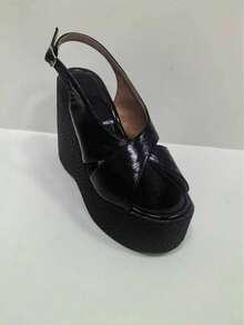 Sugerpunk Women's Thick Sole Sandals, Open Toe Platform Wedge Heels, Fashion Shoes Valentine's Day - Black - View 11