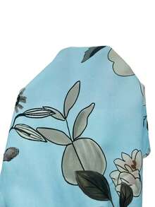 SHEIN LUNE 女士优雅印花圆领衬衫，夏季度假印花上衣，夏威夷风情上衣，浅蓝色印花衬衫，女士印花上衣，婴儿蓝上衣，女士印花短袖上衣，蓝色印花上衣，浅蓝色印花上衣，女士印花衬衫，浅蓝色衬衫 - 淺藍色 - 查看 8