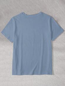 INAWLY 女士T恤/刺绣鹅图案摄影师舒适T恤，趣味相机图案T恤，送给摄影师的礼物，送给她的礼物，送给他的礼物/刺绣工艺/时尚卫衣/休闲简约时尚上衣/趣味卫衣/女士休闲宽松圆领上衣/春夏 - 藍色 - 查看 2