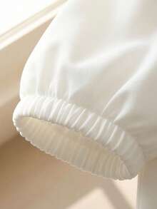 Franclia 女士休闲/可爱/优雅白色圆领短款泡泡袖蝴蝶结装饰修身短款连衣裙，适合夏季/春季穿着，日常穿着/度假/约会/办公着装 - 白色 - 查看 6