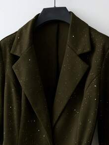 Lyxana Blazer ajustado con lámina de oro y plata para mujer, para otoño/invierno - Verde militar - Ver 7