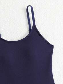 SHEIN Teenager Mädchen Einfarbiger Texturierter Stoff & Modischer Bodysuit Badeanzug Bodys für Teenager Mädchen Badeanzug Teens - Blau - Übersicht 4