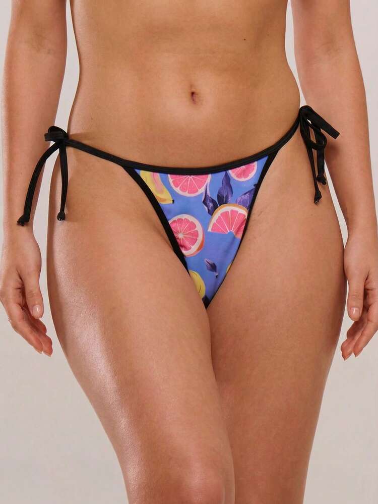 Print Contrast Bikini Bottoms Summer Beach Resort Holiday