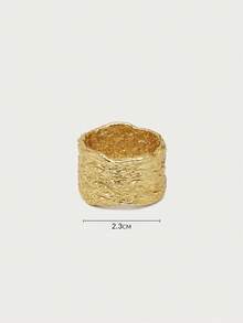 Glisma 18K 镀金 1 件纹理金属金皱纹戒指，适合音乐会、节日、派对、夜总会、休闲、可爱、奢华、街头服饰、婚礼、节日、度假、露营