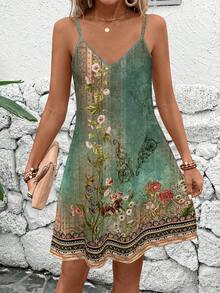 EMERY ROSE Vestido casual minimalista de tiras finas para talla grande, adecuado para el verano - Negro - Ver 5
