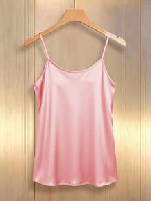 Franclia Áo camisole nữ màu trơn đính sequin phối nhiều mảnh - Hồng - Xem 2