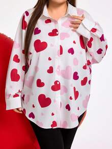 SHEIN CURVE+ 2025春夏情人节加大码白色休闲办公衬衫，ins风夏季/乡村/海滩度假/沙滩装 - 彩色 - 查看 5