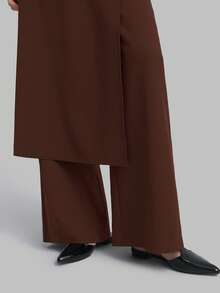 Ontre Women's Fashion High-Waisted Side Zipper Deconstructed Pants, Suitable For Urban Commuting, Business Casual, Office Wear, Teacher Uniform, Elegant For Spring And Summer - Brown - View 4