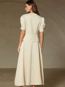 Aveloria Rosie Bộ đồ thanh lịch kiểu Pháp cổ điển gồm áo croptop tay phồng và chân váy xòe, trang phục sang trọng cho buổi hẹn hò. - trắng - Xem 6