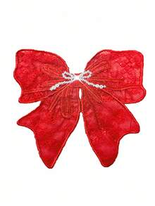 SHEIN ChillGRL Bộ 2 món cho bé gái gồm áo thun ngắn tay màu trắng và quần cargo màu xanh dương đính sequin và nơ, trang phục mùa hè thời trang. - Đỏ - Xem 5