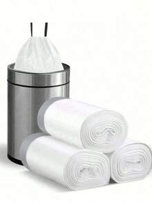 15Pcs/75pcs/Pack Thick Extra Large Drawstring Trash Bags, White Handles, Suitable For Kitchen, Office, Bedroom, Bathroom 4 Gallon Trash Cans, Convenient To Carry (Also Available In 15pcs/1 Roll Trial Pack),Kitchen,Bathroom,Home,Household Suppliers - Multicolor - View 5