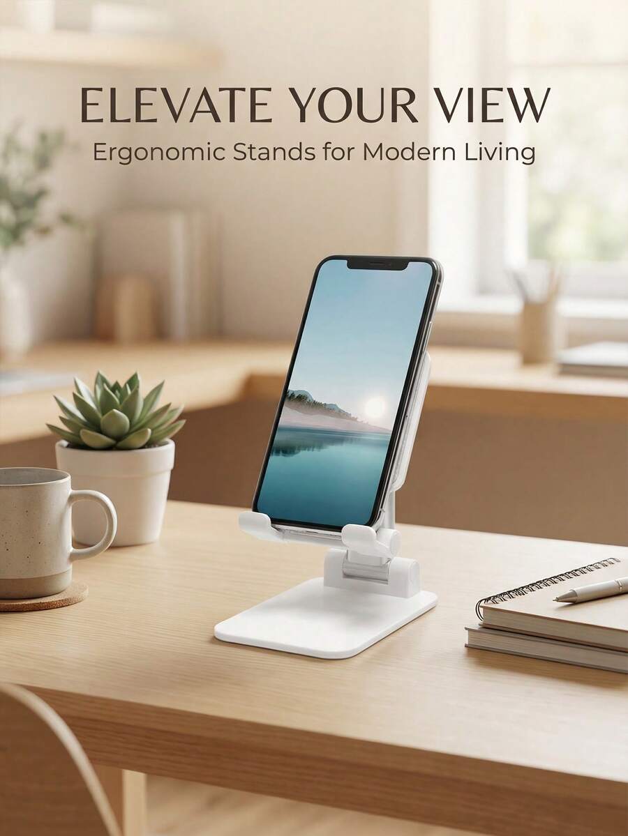 1pc Foldable Phone Stand, Adjustable Tablet Holder For Desk, Portable Desktop Cell Phone Stand, Universal Hands-Free Mount, Collapsible Non-Slip Cradle Dock, Office Accessories, Perfect For Video Calls And Watching Movies, Great Tech Gift For Halloween, Christmas - Multicolor - View 1