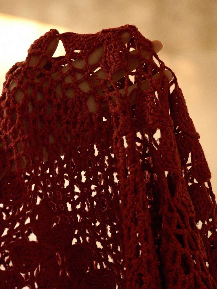 HANDMADE CROCHET BOHEMIAN FRINGE COVER UP KNIT SKIRT