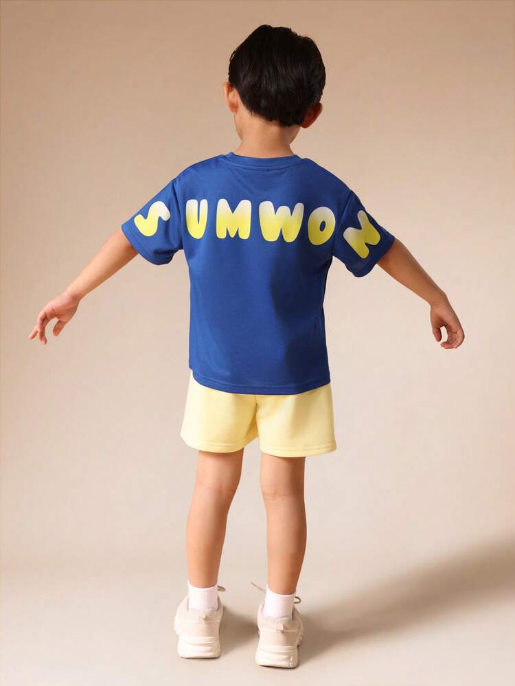 Blue T-Shirt With Yellow Shorts Set