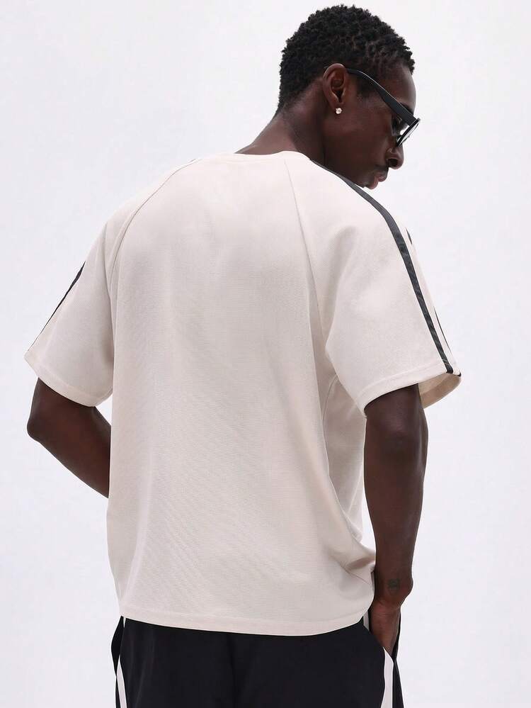 Oversized Crew Neck Tee With Contrast Stripe