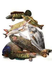 POKOJA LAND 仿真鱼玩偶，黑鱼毛绒玩具，绿鱼，黄花鱼，鲫鱼礼品，毛绒宠物，雷龙鱼，鱼类训练道具，柔软毛绒填充鱼，适合家居、派对、婚礼、万圣节、圣诞节-水族馆、桌面装饰-生日/周年纪念礼物、鱼类装饰、派对装饰，趣味设计，高品质面料，装饰毛绒玩偶，家居装饰春夏款 - 彩色 - 查看 9