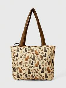 ROMWE Goth 时尚豹纹Y2K眼睛钻石电子玩具铆钉兔子玩偶十字图案收纳袋大容量单肩包 1659047 - 貓咪動物 - 查看 5