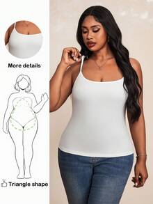 Truni Plus Size Women's 3pcs Tight Casual Tank Tops(Spaghetti Strap), Basics, For Pear And Triangle Body Shape, For Summer - Multicolor - View 1