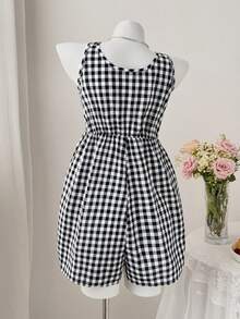 Sweetra 可爱田园风休闲系带露肩蝴蝶结方领短款连体裤 - 彩色 - 查看 2