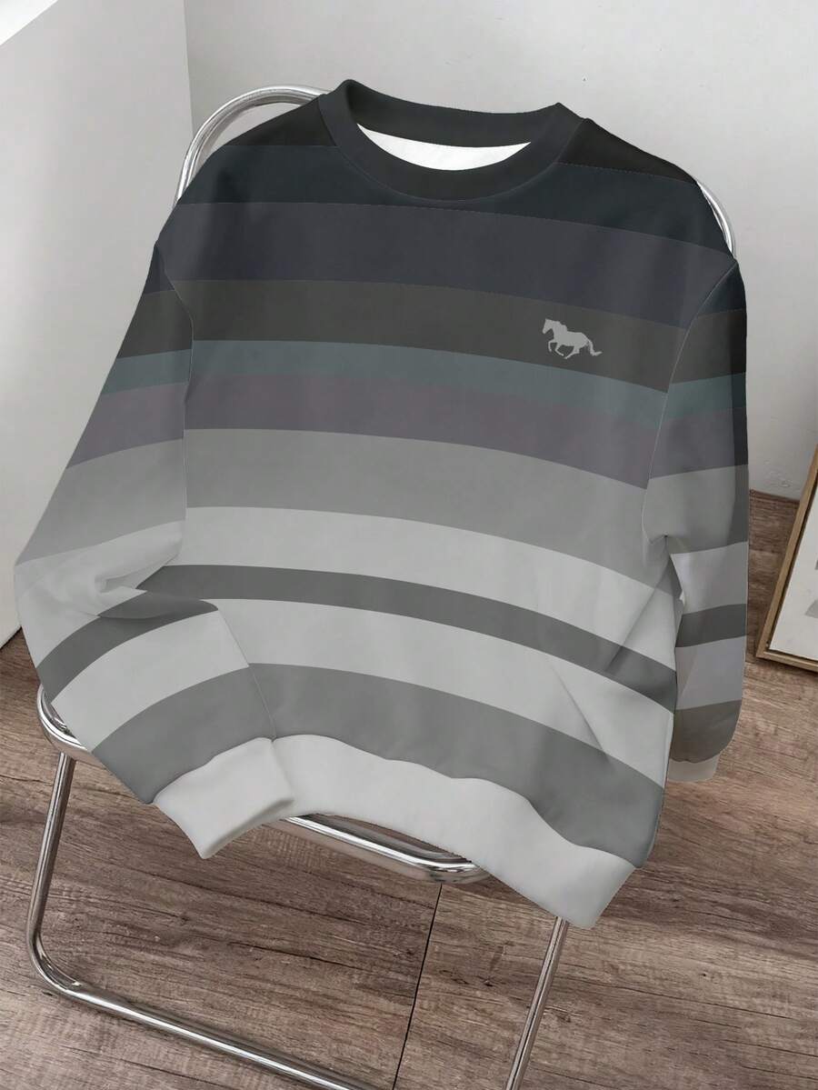 Manfinity Joysei 男士休闲撞色圆领套头卫衣，秋季款 - 彩色 - 查看 1