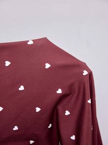 SHEIN Doze Lane 女士宽松休闲全心形印花短袖睡衣套装，带翻领开衫 - 彩色 - 查看 7