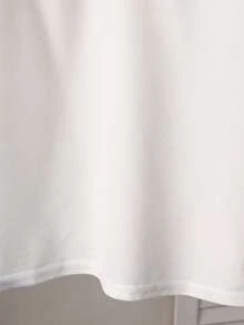 SHEIN 男童休闲百搭舒适立领半拉链宽松套头短袖纯色针织Polo衫，适合通勤、上学、日常休闲、旅行、运动、春夏穿着。 - 白色 - 查看 5