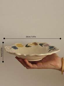 Joivida 1 Stück, japanischer Retro Handarbeit Teller, Frühstücksteller, Salateller, Gemüseteller Dessert Teller, leichte Suppenteller Salatschale, Unterglasur Farbe, Retro Hochwertiger Dessert Teller, Obstschale, Joghurtschale, Geburtstagsgeschenk Teller, Valentinstag Geschenk Teller - Verschiedenfarbig - Übersicht 15