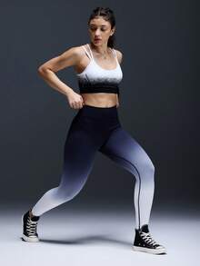 Powerista 渐变印花高腰无缝打底裤 - 黑色 - 查看 4