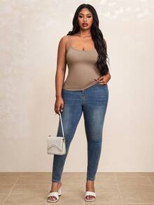 Truni Plus Size Women's 3pcs Tight Casual Tank Tops(Spaghetti Strap), Basics, For Pear And Triangle Body Shape, For Summer - Multicolor - View 3