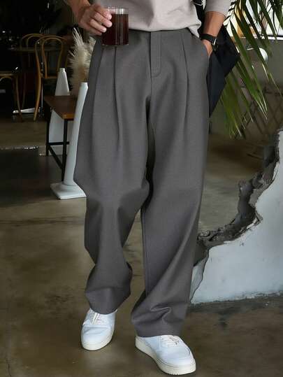 Calvornis Pantalones casuales y versátiles de unicolor para hombres