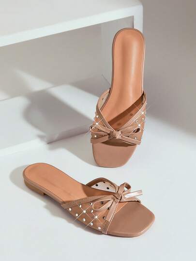 SHUZIA Dammode Bekväma Platta Sandaler med Fluga och Mesh