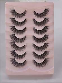 7对俄罗斯浓密型假睫毛，交叉纤长自然蓬松款，柔软无动物实验，适合送礼，打造自然美睫效果 - 黑色 - 查看 8