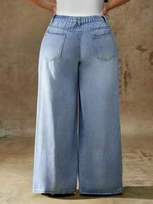 Truni 大码低腰宽松阔腿蓝色牛仔裤、堆叠女式牛仔裤、女式妈妈牛仔裤、复古喇叭裤女式牛仔裤