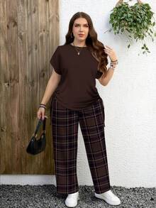 EMERY ROSE Casual Minimalist Leopard Print Plus Size 2 Pieces Set, Suitable For Summer Spring - Multicolor - View 6