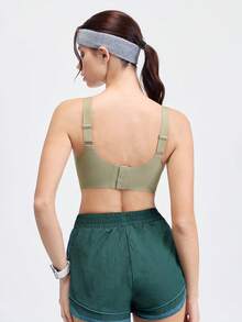Loungeista 1pc Casual Comfy Green Wireless Seamless Women Bra, Simple Solid Color Bra Wirelessfor Summerfor Summer - Green - View 2