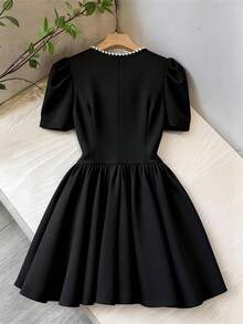 GlowEve CURVE Đầm peplum cổ chữ U phối ren dành cho nữ cỡ lớn - màu đen - Xem 2