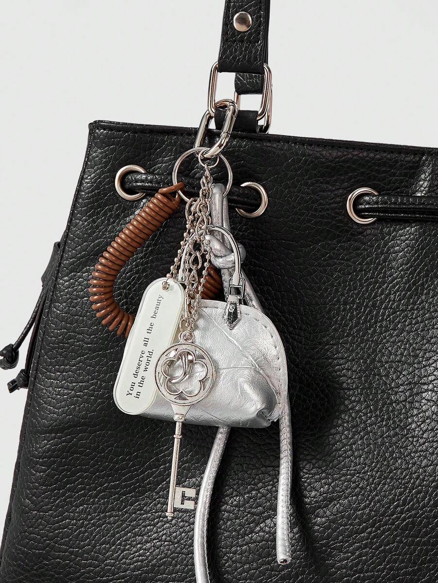 ROMWE Grunge Punk Silver Small Bag Pendant - Silver - View 1